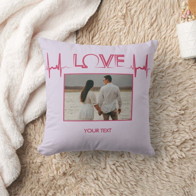 Love Heartbeat with Custom Photo and Text Cushion (Blanket)