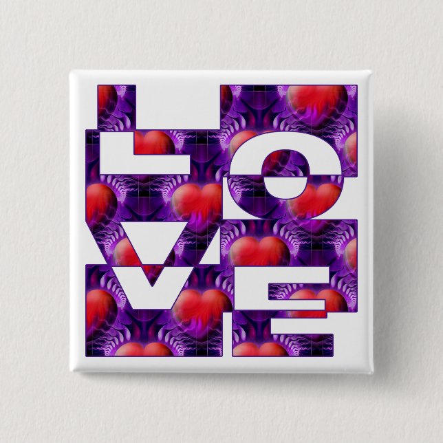 LOVE hearts 15 Cm Square Badge (Front)