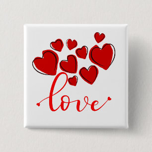 Love - Hearts 15 Cm Square Badge