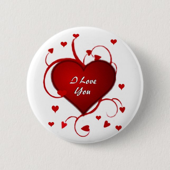 Love Hearts 6 Cm Round Badge (Front)