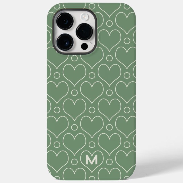 Love Hearts and Polka Dots pattern in Green Case-Mate iPhone Case (Back)