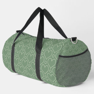 Love Hearts and Polka Dots pattern in Green Duffle Bag