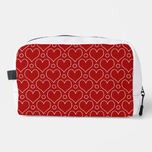 Love Hearts and Polka Dots pattern in Red & White Dopp Kit