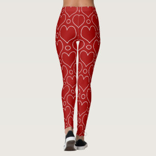 Love Hearts and Polka Dots pattern in Red & White Leggings