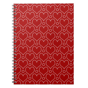 Love Hearts and Polka Dots pattern in Red & White Notebook