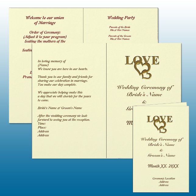 Love Hearts and Red Rose Wedding Foldable Program (Love Hearts and Red Rose Wedding Foldable Program)