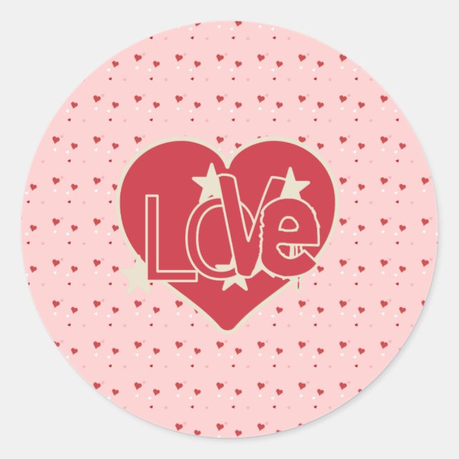 Love Hearts and Stars Classic Round Sticker (Front)