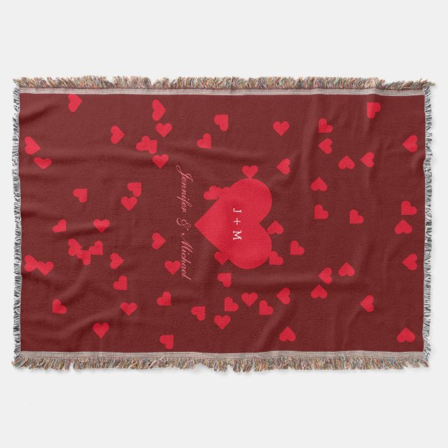 Love Hearts Anniversary Bride Groom Wedding Throw Blanket (Front)