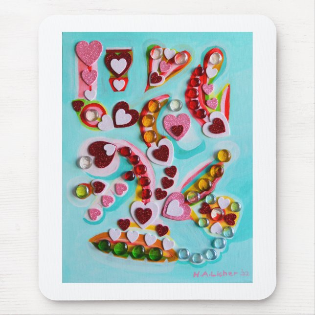 Love hearts art mouse mat (Front)