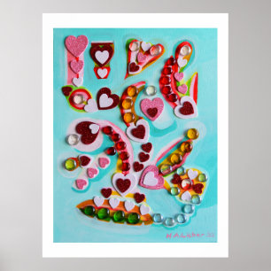 Love hearts art poster
