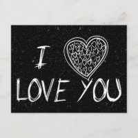 Love & Hearts Black & White Starry Night