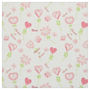 Love Hearts Blooming 2 Fabric