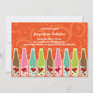 Love Hearts Bottles Whimsical Bridal Shower Party Invitation