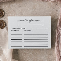 Love Hearts Bridal Shower Recipe Cards