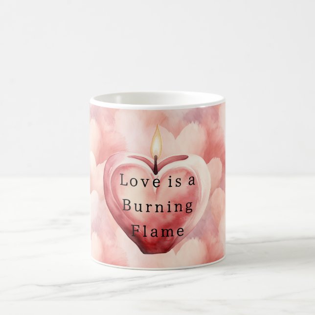 Love Hearts Burning Flame Candle Coffee Mug (Center)