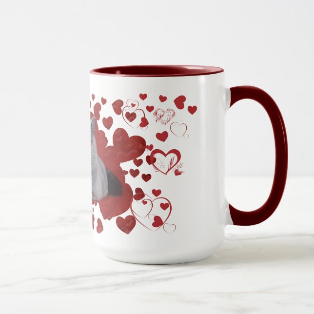 Love hearts cat mug (Right)