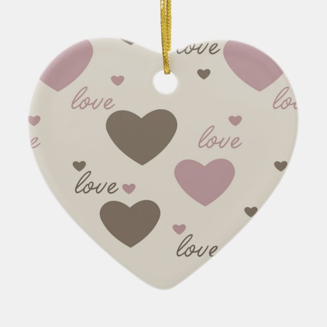 Love Hearts Ceramic Tree Decoration (Front)
