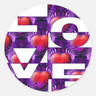 LOVE hearts Classic Round Sticker