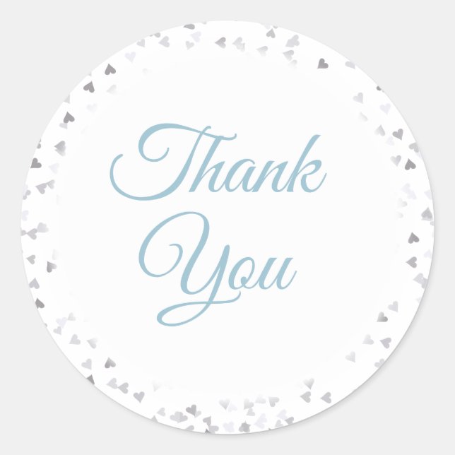 Love Hearts Confetti Thank You Classic Round Sticker (Front)