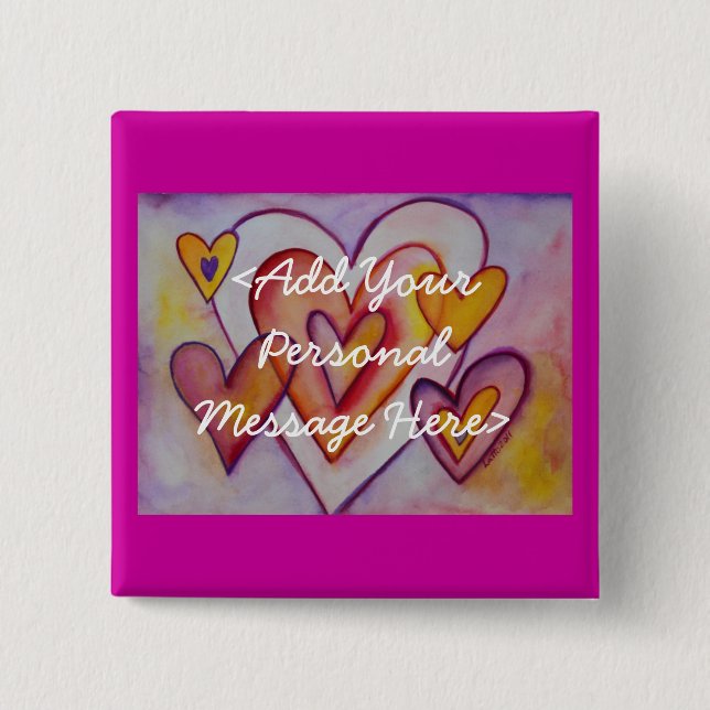 Love Hearts Custom Personalised Button Pins (Front)