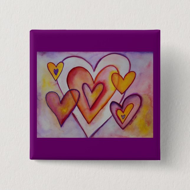 Love Hearts Custom Personalised Button Pins (Front)