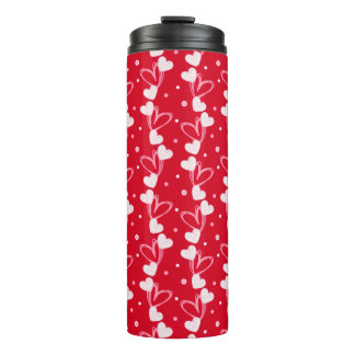 Love Hearts Doddles, Red, Thermal Tumbler