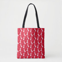 Love Hearts Doddles, Red, Tote Bag