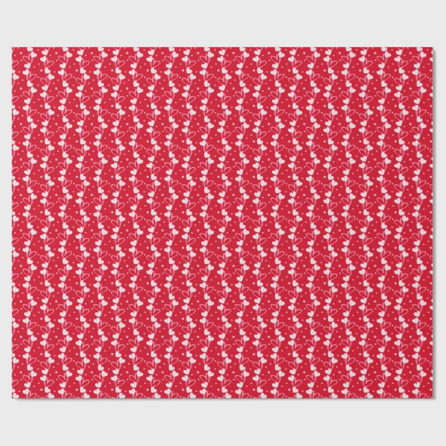 Love Hearts Doddles, Red, Wrapping Paper (Flat)