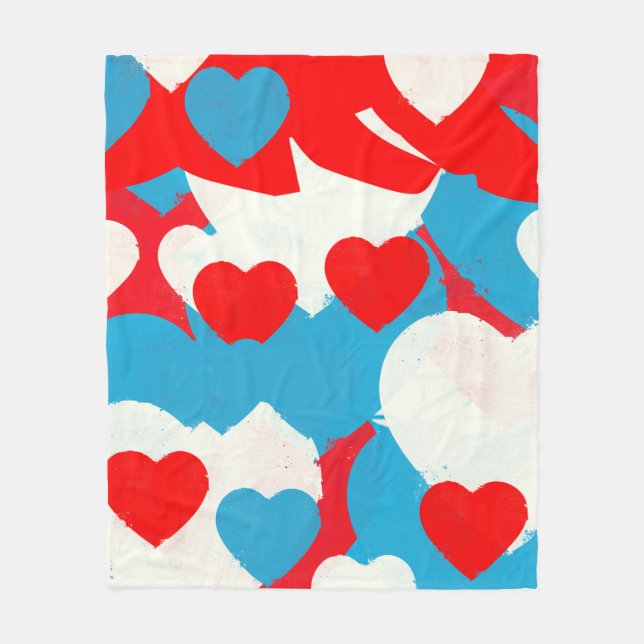 Love Hearts Fleece Blanket (Front)