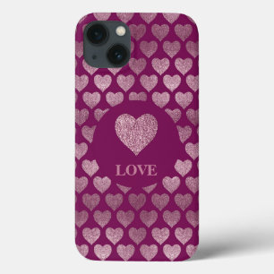 LOVE Hearts Glitter Pattern iPhone 13 Case