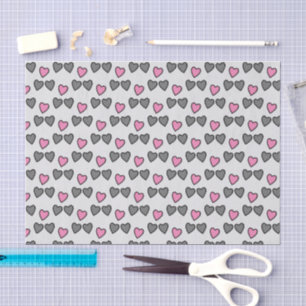 Love hearts grey and pink gift tissue paper