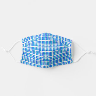 Love Hearts Grid Pattern Classic Blue Through Aqua Cloth Face Mask