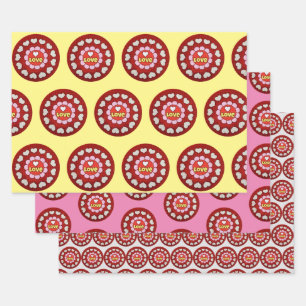 Love Hearts Groovy Art Wrapping Craft Paper
