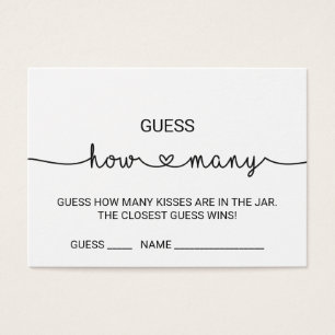 Love Hearts Guess How Many Kisses Game Cards