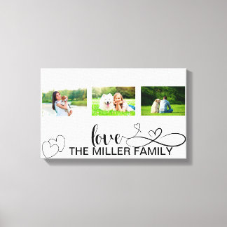 Love Hearts in Black Script Custom Photo Collage Canvas Print
