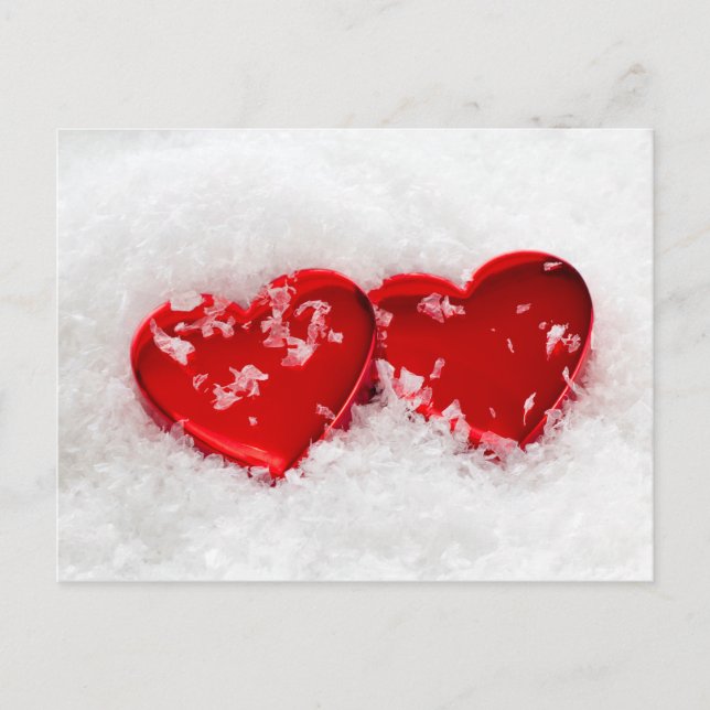Love Hearts in Snow Postcard (Front)