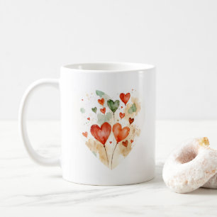  Love Hearts in Watercolors Classic Style Mug
