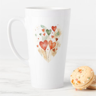 Love Hearts in Watercolors Large Latte Mug