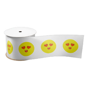 Love Hearts Kiss Emoji Satin Ribbon