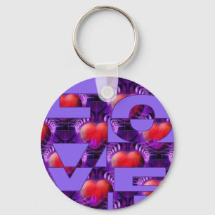 LOVE hearts   lila Key Ring