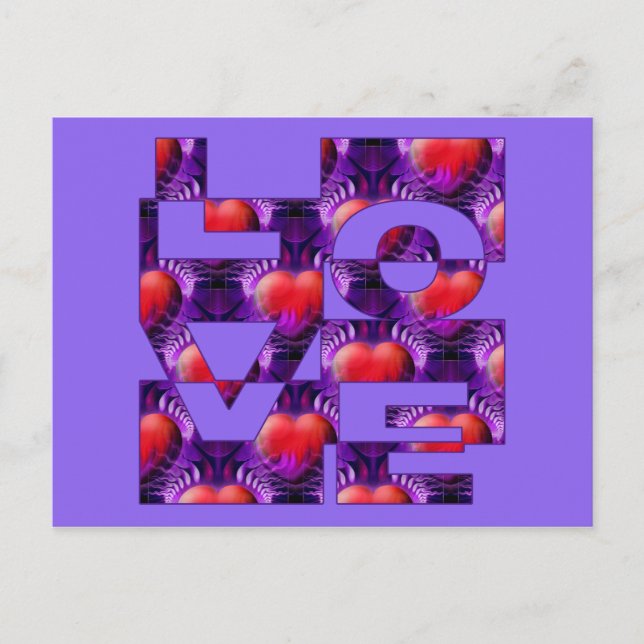LOVE hearts | lila Postcard (Front)