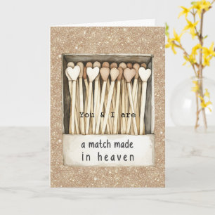 Love Hearts Match Made in Heaven Gold Glitter Card