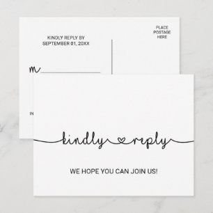 Love Hearts Menu Choice RSVP Postcard
