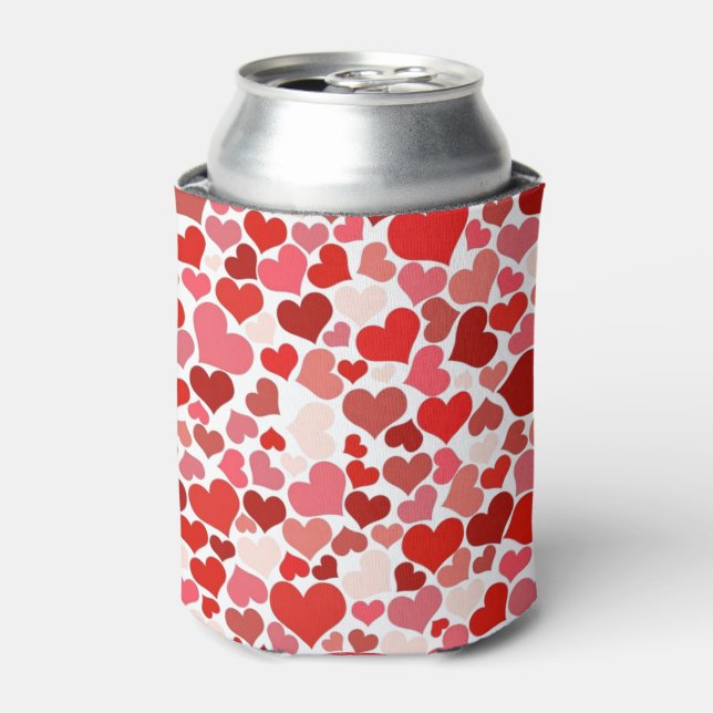 Love Hearts Mosaic Romantic Can Cooler (Can Front)