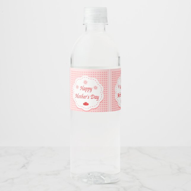 Love hearts mothers day water bottle label (Front)