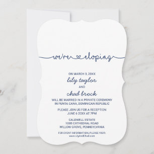 Love Hearts Navy Blue Elopement Reception Invitation