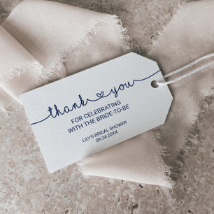 Love Hearts Navy Blue Thank You Favour Gift Tags