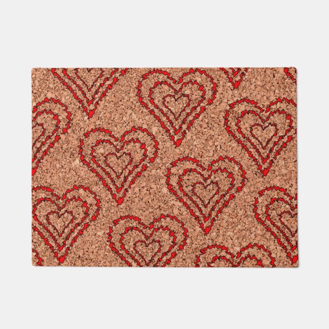Love Hearts on Cork Board Doormat (Front)