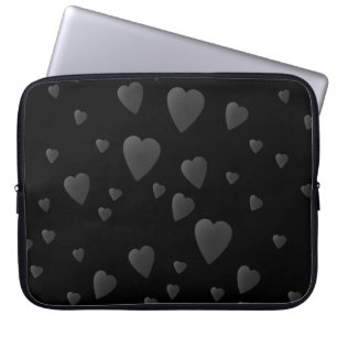 Love Hearts Pattern in Black and Grey. Laptop Sleeve