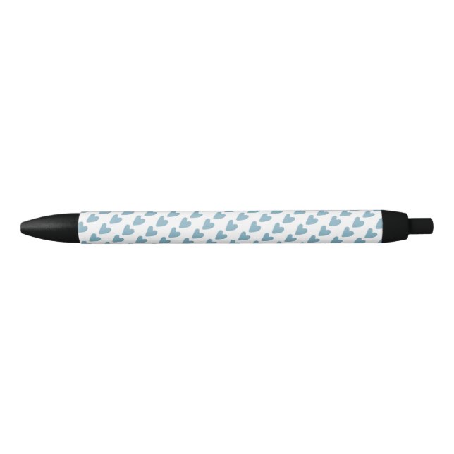 Love Hearts Pattern School Office Black Ink Pen (Front)